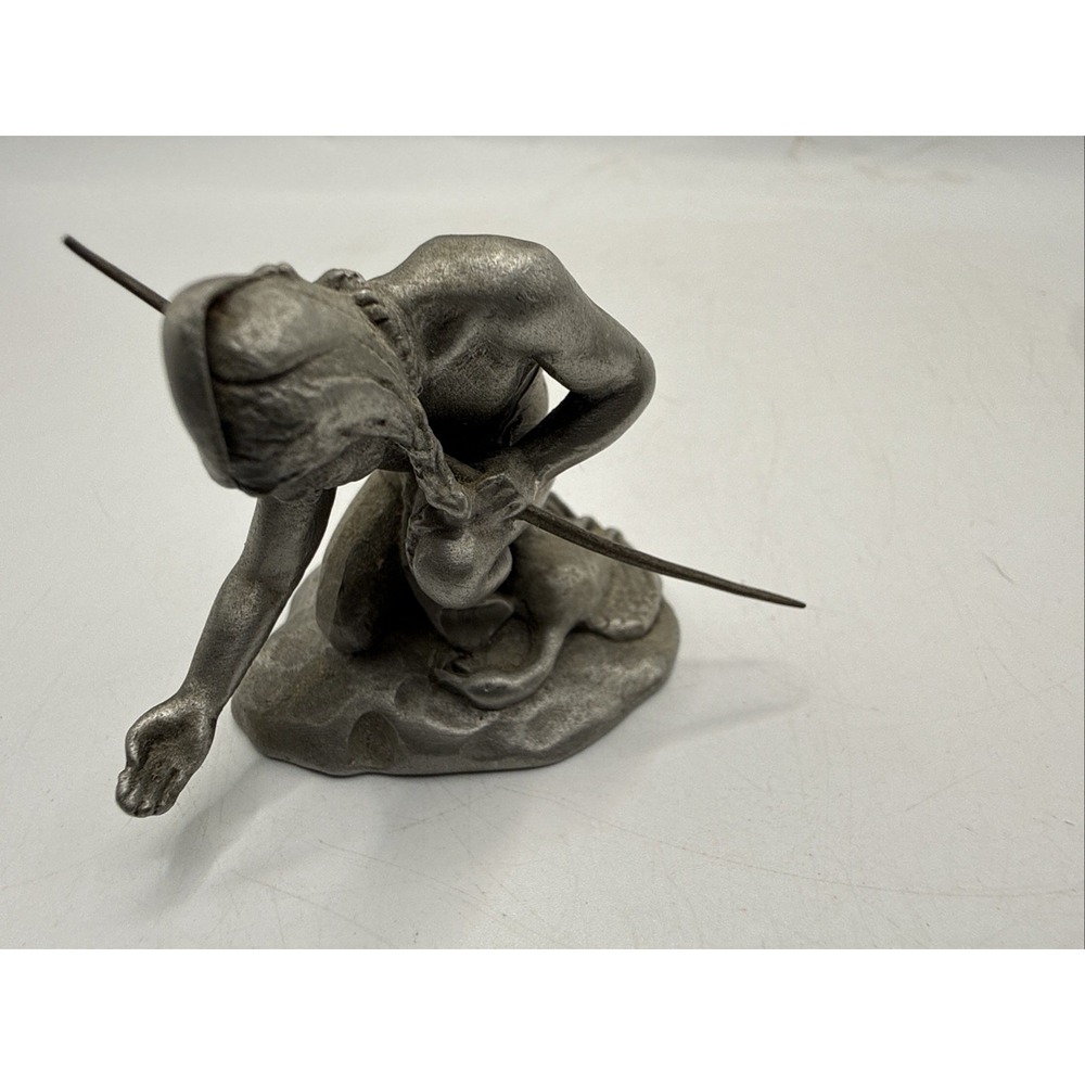 Vintage Hudson Pewter Native American Hunter Figurine 1970 No. 905 P‎ W Baston